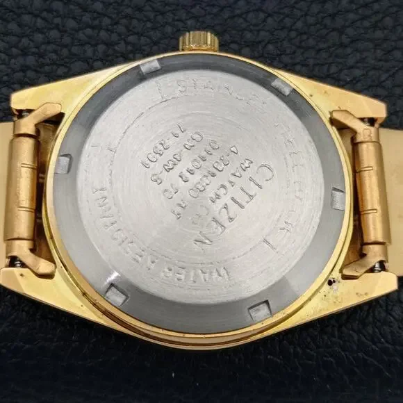 Vintage 1985 Citizen Automatic Mens Gold Watch W/daydate & Red accents - Picture 8 of 10